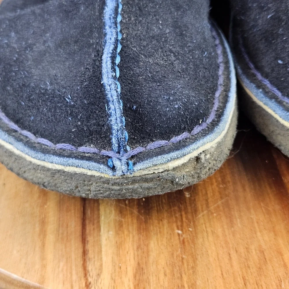 Clarks Desert Trek Boots Mens 12 Black Blue Leather Split Toe Crepe Chukka